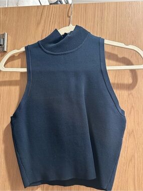 Sleeveless Mock Neck Tank Top - Navy